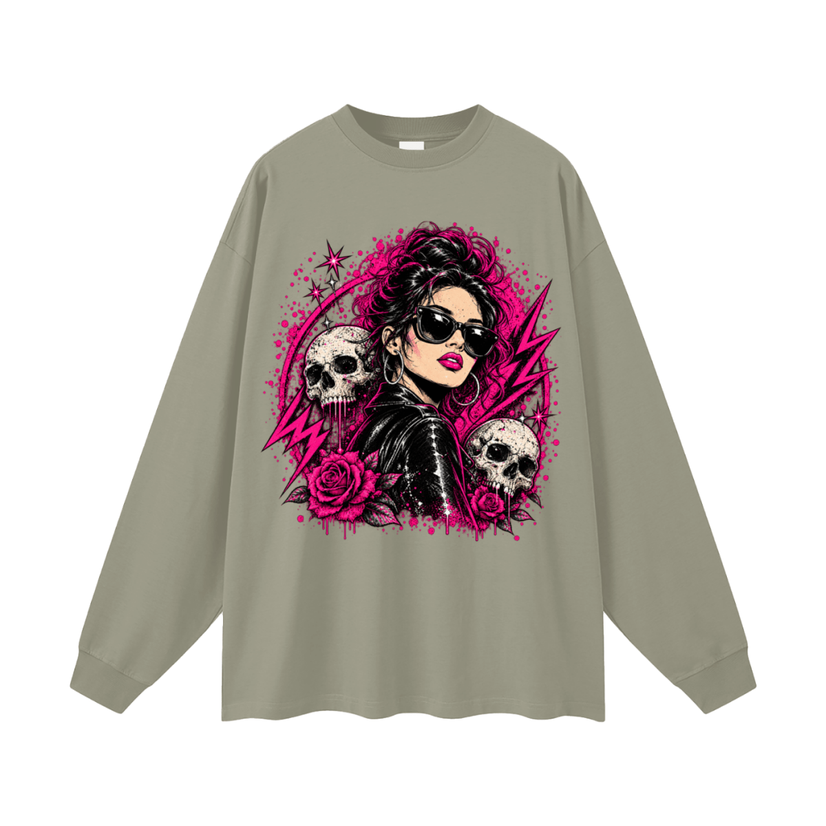 Bad Decisions Baddie Skull Oversized Long Sleeve T-Shirt - Shirt Habit
