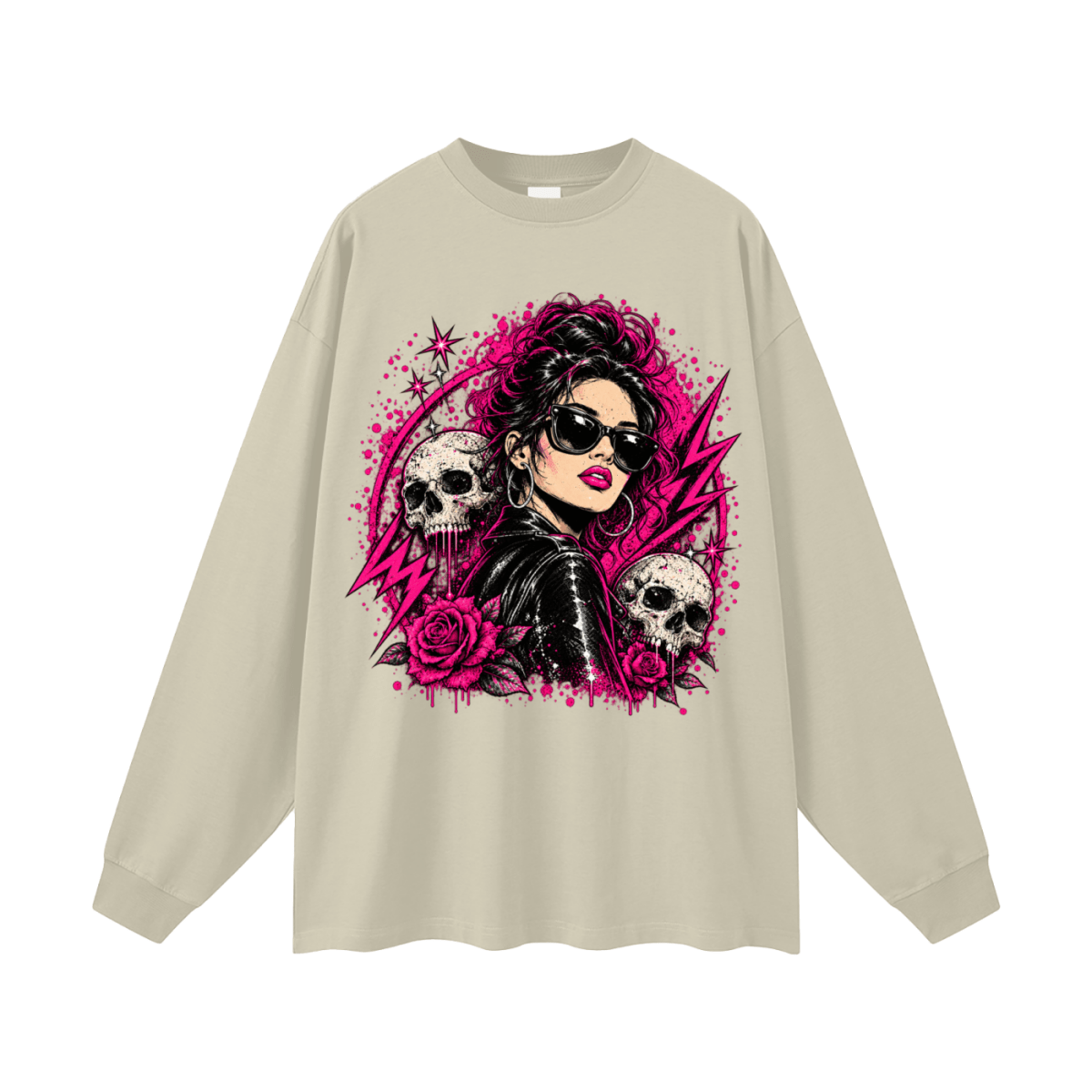 Bad Decisions Baddie Skull Oversized Long Sleeve T-Shirt - Shirt Habit