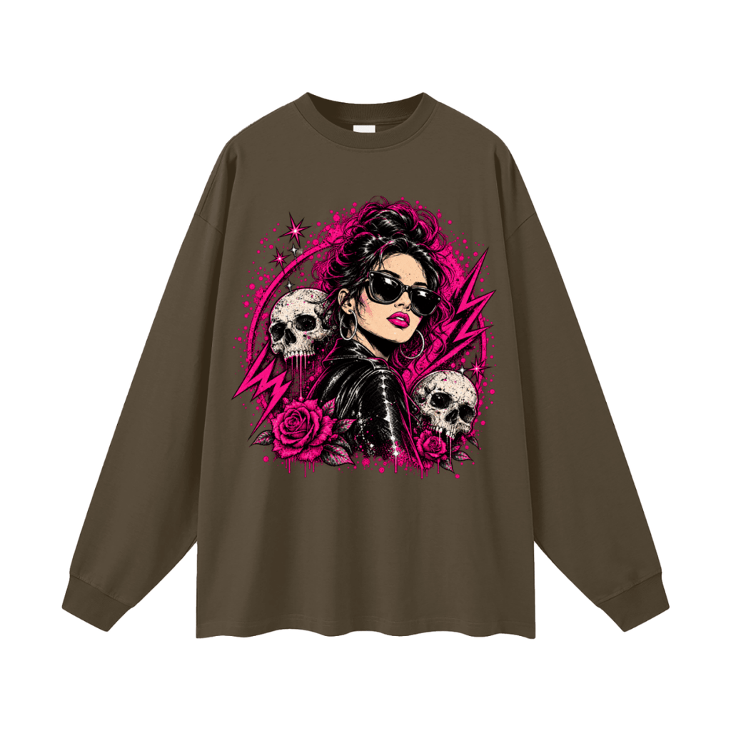 Bad Decisions Baddie Skull Oversized Long Sleeve T-Shirt - Shirt Habit