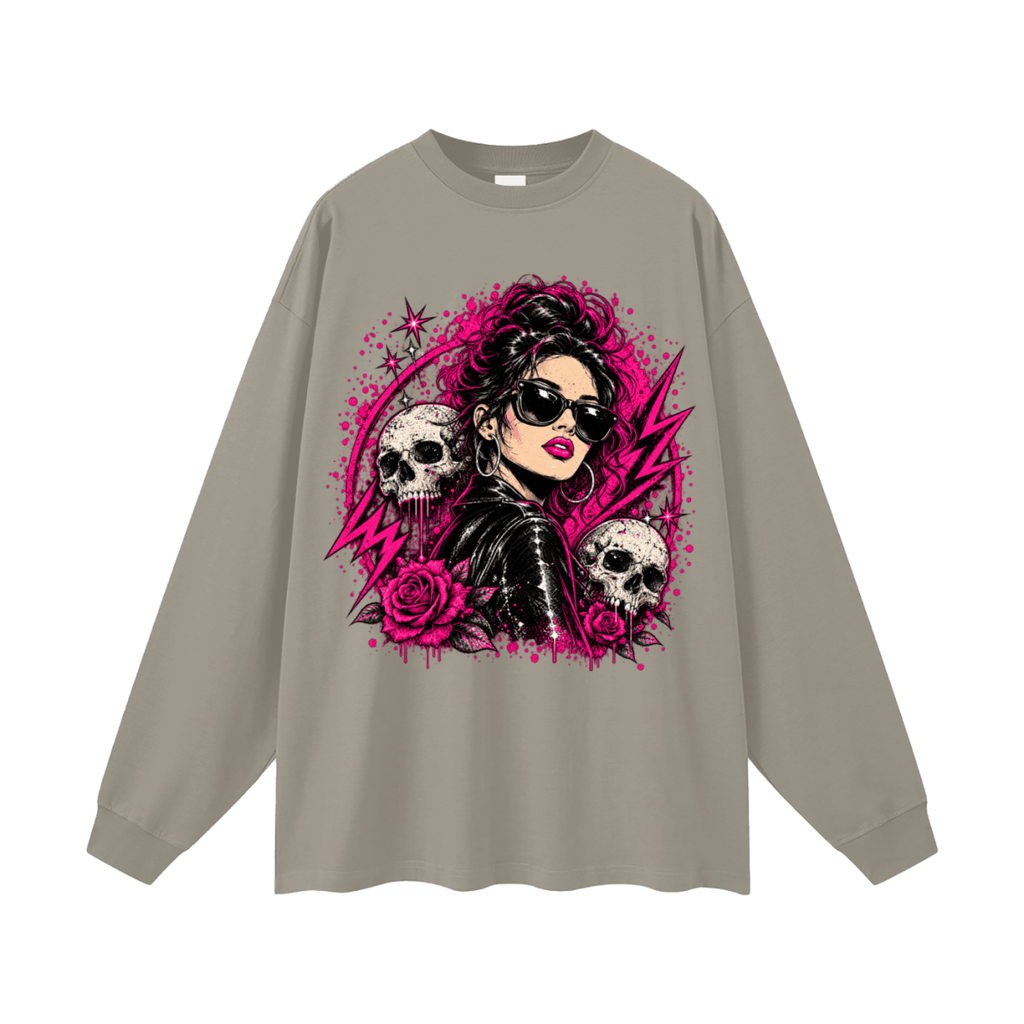 Bad Decisions Baddie Skull Oversized Long Sleeve T-Shirt - Shirt Habit