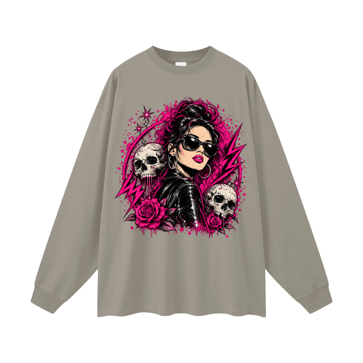 Bad Decisions Baddie Skull Oversized Long Sleeve T-Shirt - Shirt Habit