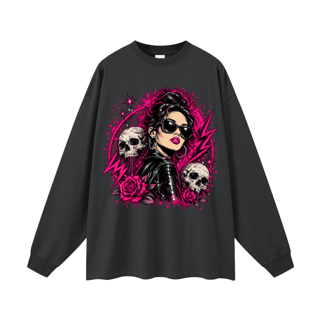 Bad Decisions Baddie Skull Oversized Long Sleeve T-Shirt - Shirt Habit
