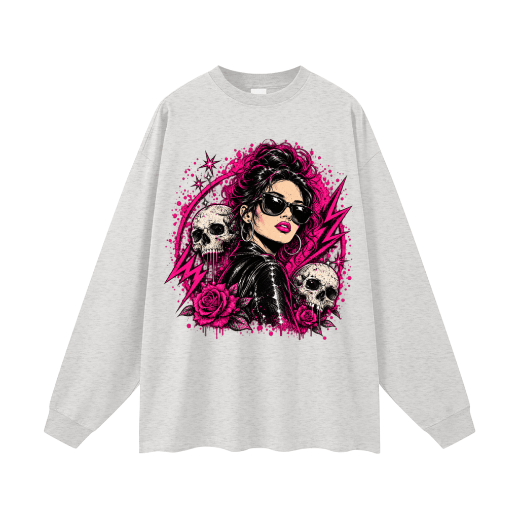 Bad Decisions Baddie Skull Oversized Long Sleeve T-Shirt - Shirt Habit