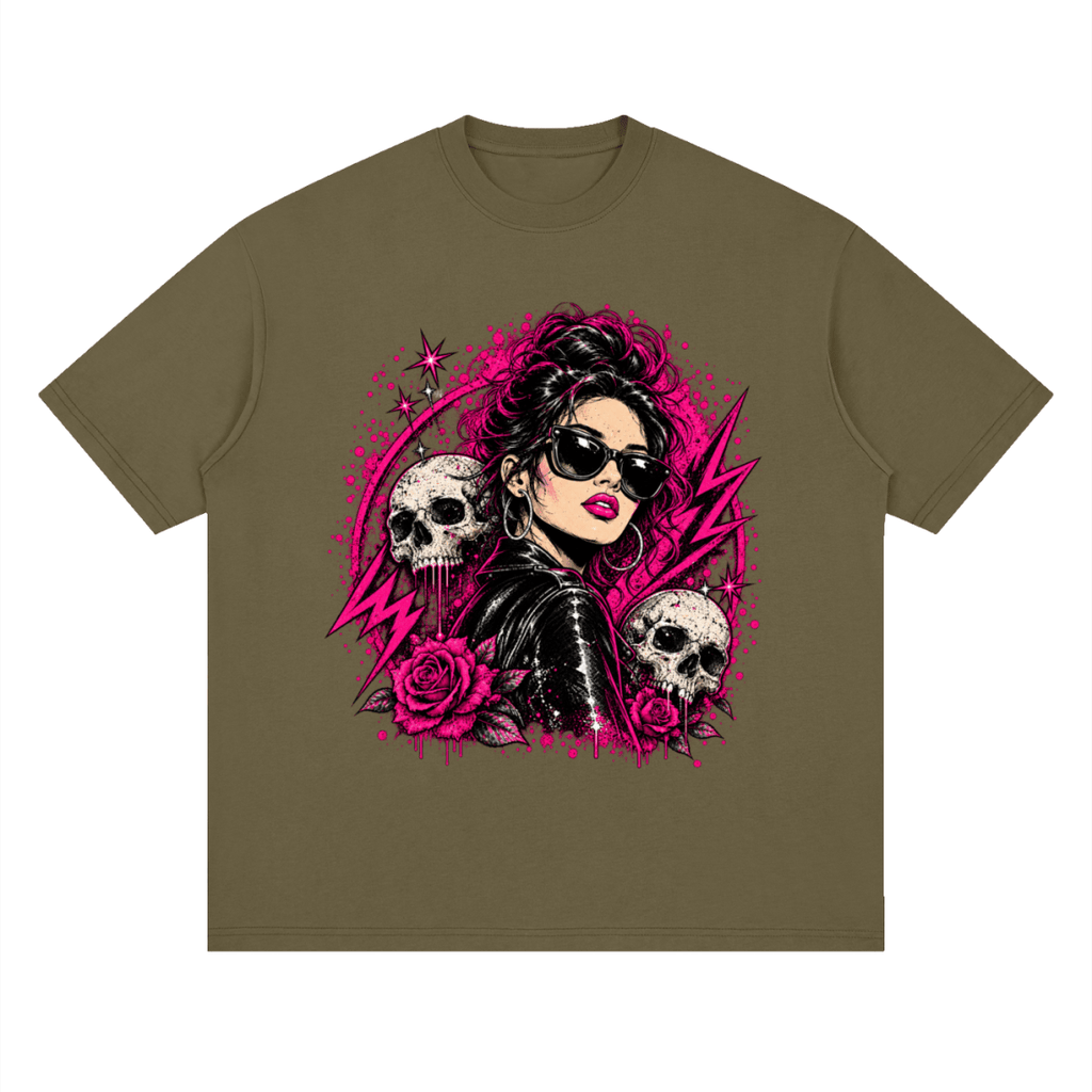 Bad Decisions Baddie Skull Streetwear Loose Drop Shoulder T-Shirt - Shirt Habit