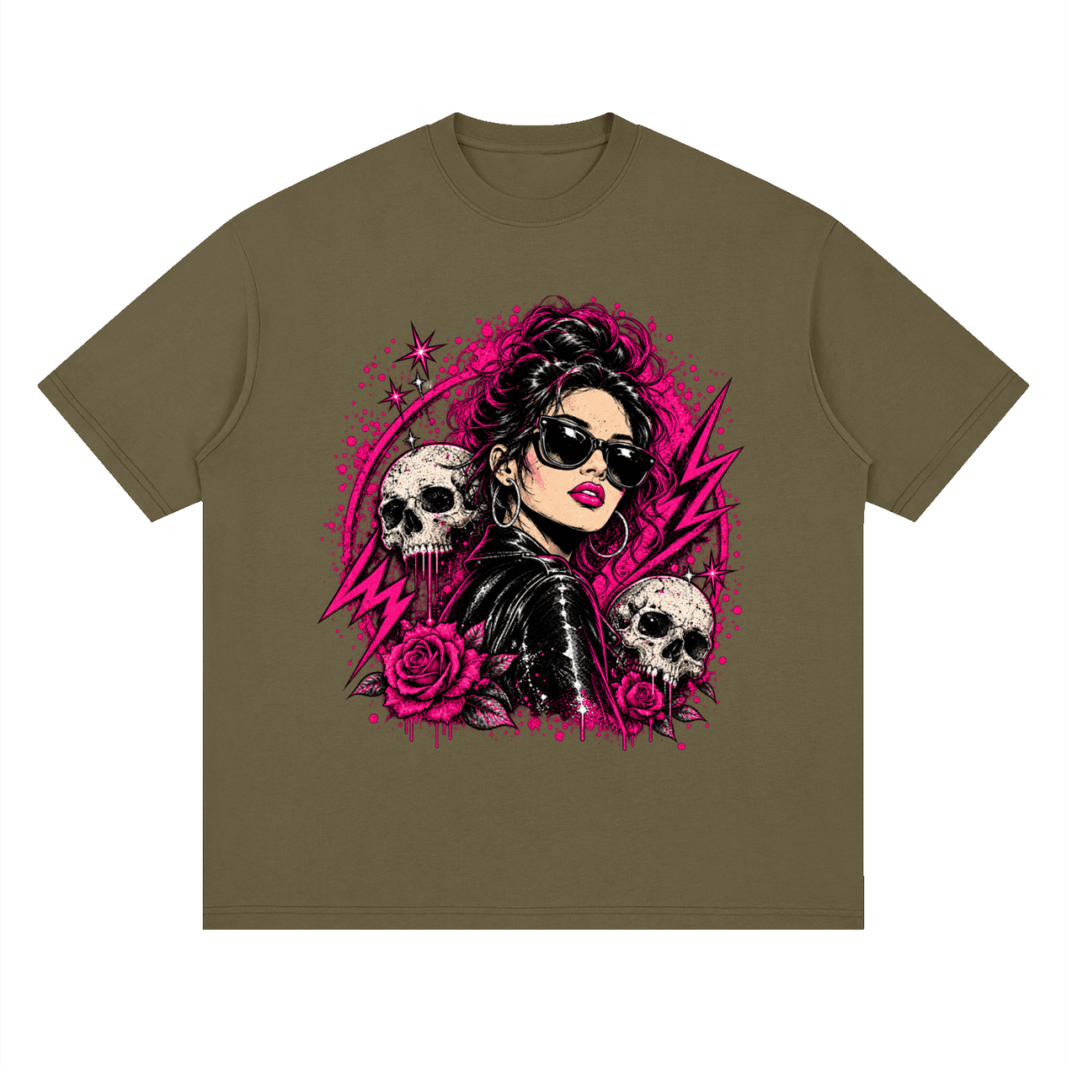 Bad Decisions Baddie Skull Streetwear Loose Drop Shoulder T-Shirt - Shirt Habit