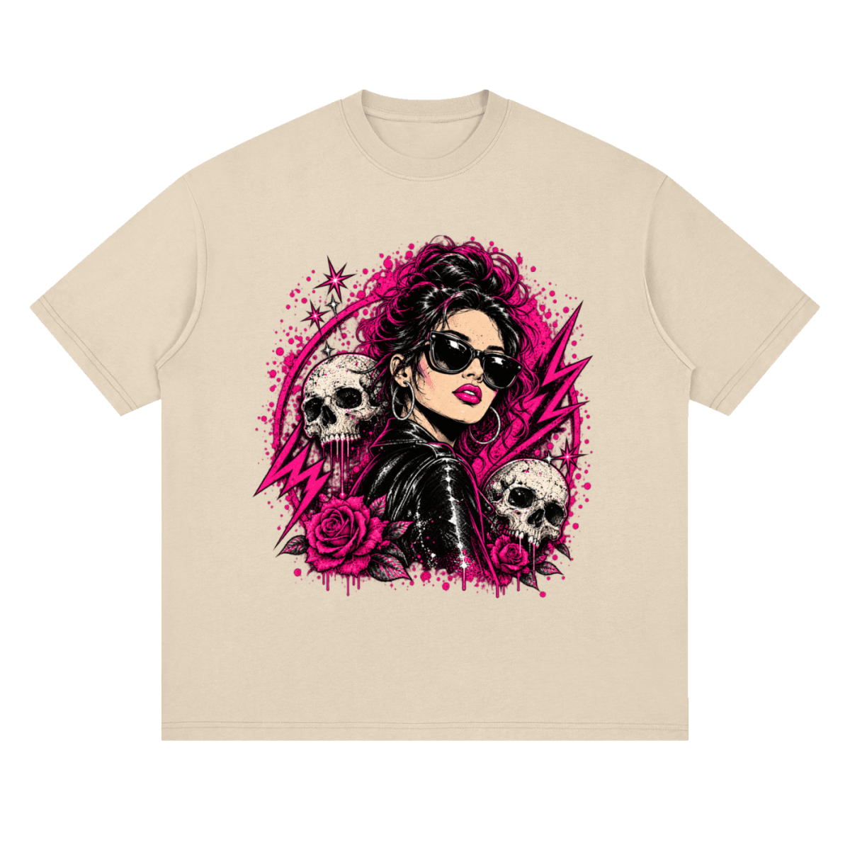 Bad Decisions Baddie Skull Streetwear Loose Drop Shoulder T-Shirt - Shirt Habit