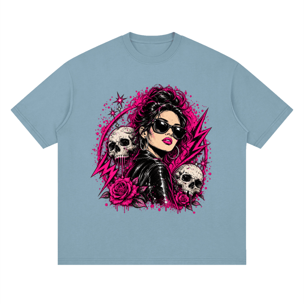 Bad Decisions Baddie Skull Streetwear Loose Drop Shoulder T-Shirt - Shirt Habit