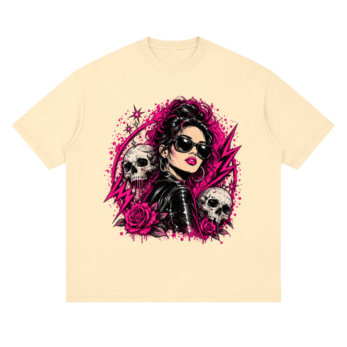 Bad Decisions Baddie Skull Streetwear Loose Drop Shoulder T-Shirt - Shirt Habit