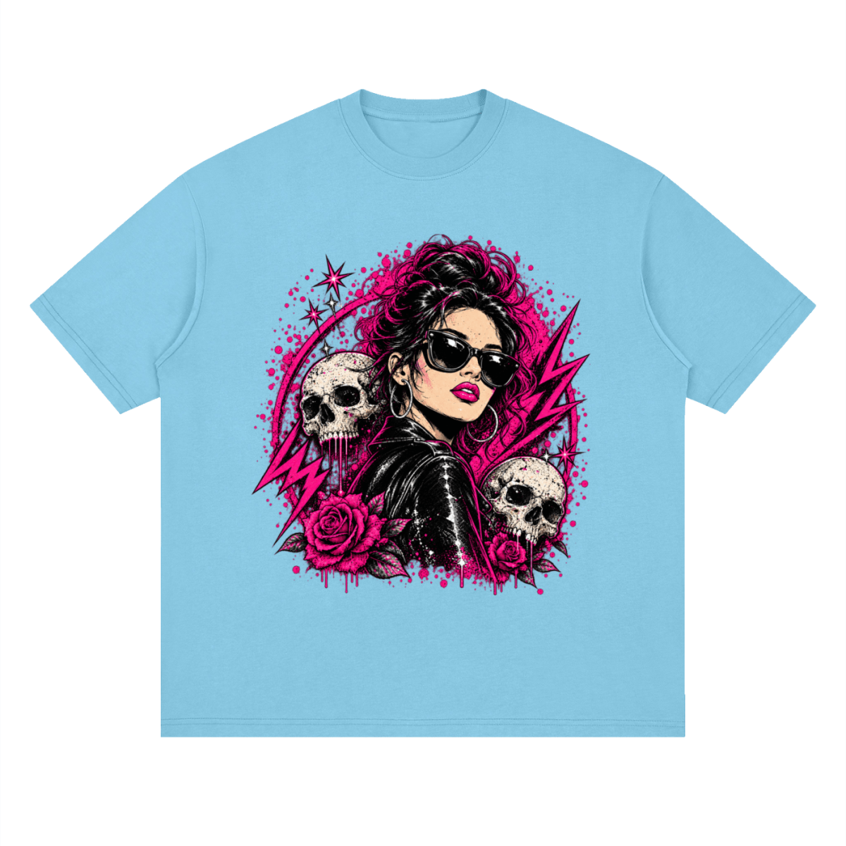 Bad Decisions Baddie Skull Streetwear Loose Drop Shoulder T-Shirt - Shirt Habit