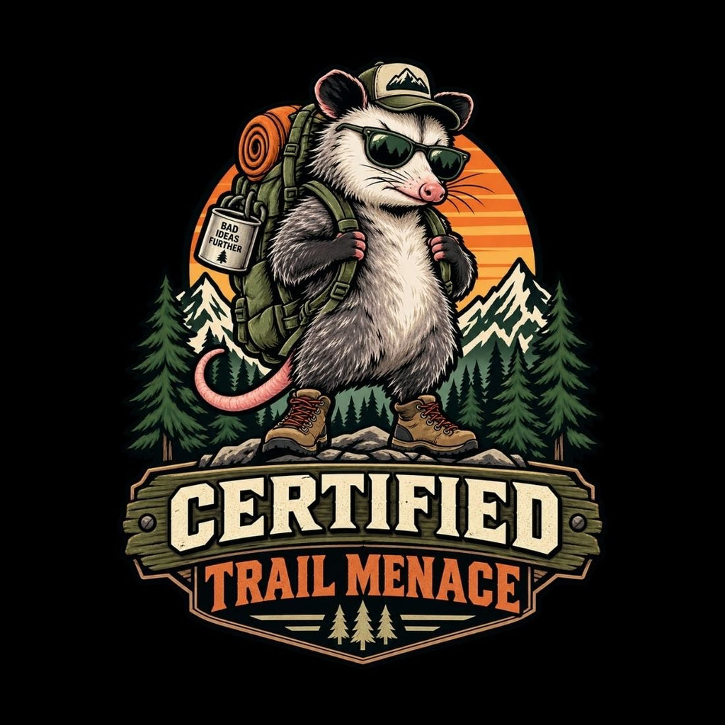 Certified Trail Menace Possum Hiking Essential Cotton T-Shirt - Shirt Habit