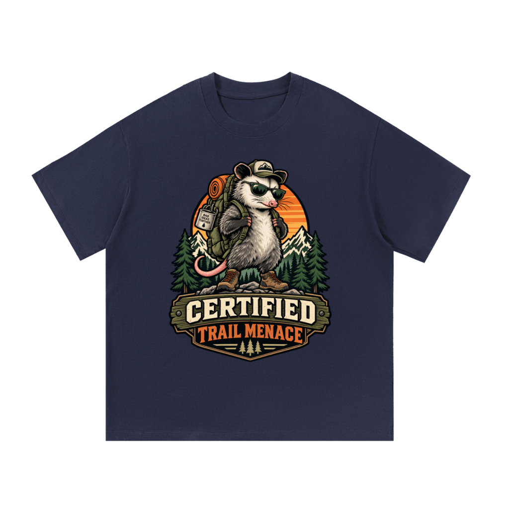 Certified Trail Menace Possum Hiking Essential Cotton T-Shirt - Shirt Habit