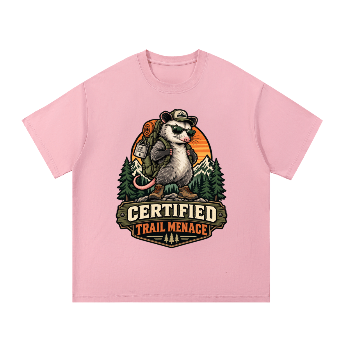 Certified Trail Menace Possum Hiking Essential Cotton T-Shirt - Shirt Habit