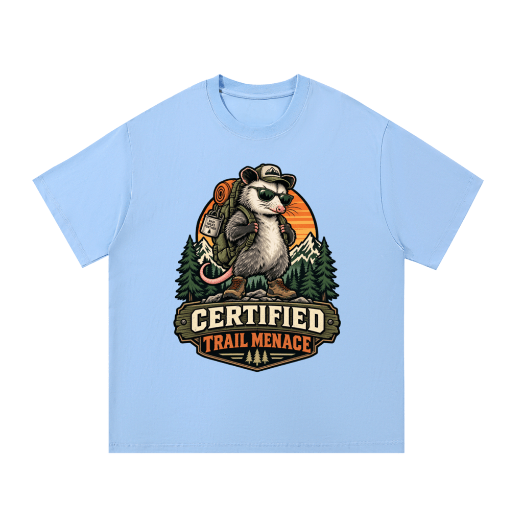 Certified Trail Menace Possum Hiking Essential Cotton T-Shirt - Shirt Habit