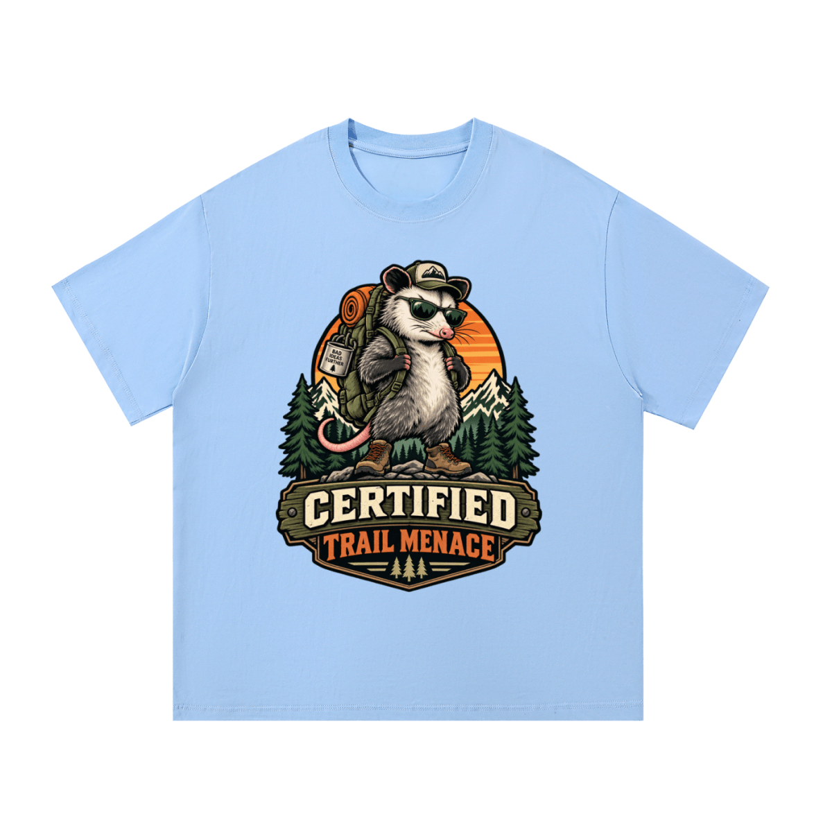 Certified Trail Menace Possum Hiking Essential Cotton T-Shirt - Shirt Habit
