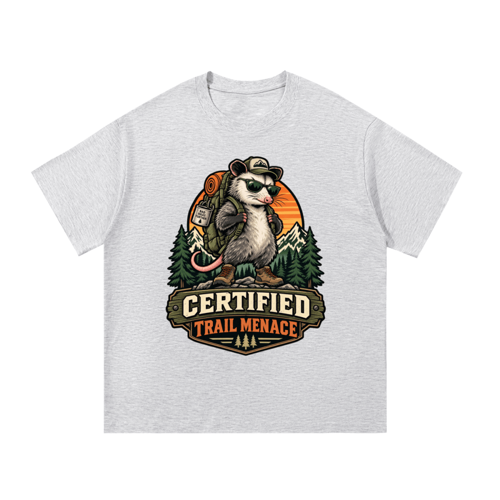 Certified Trail Menace Possum Hiking Essential Cotton T-Shirt - Shirt Habit