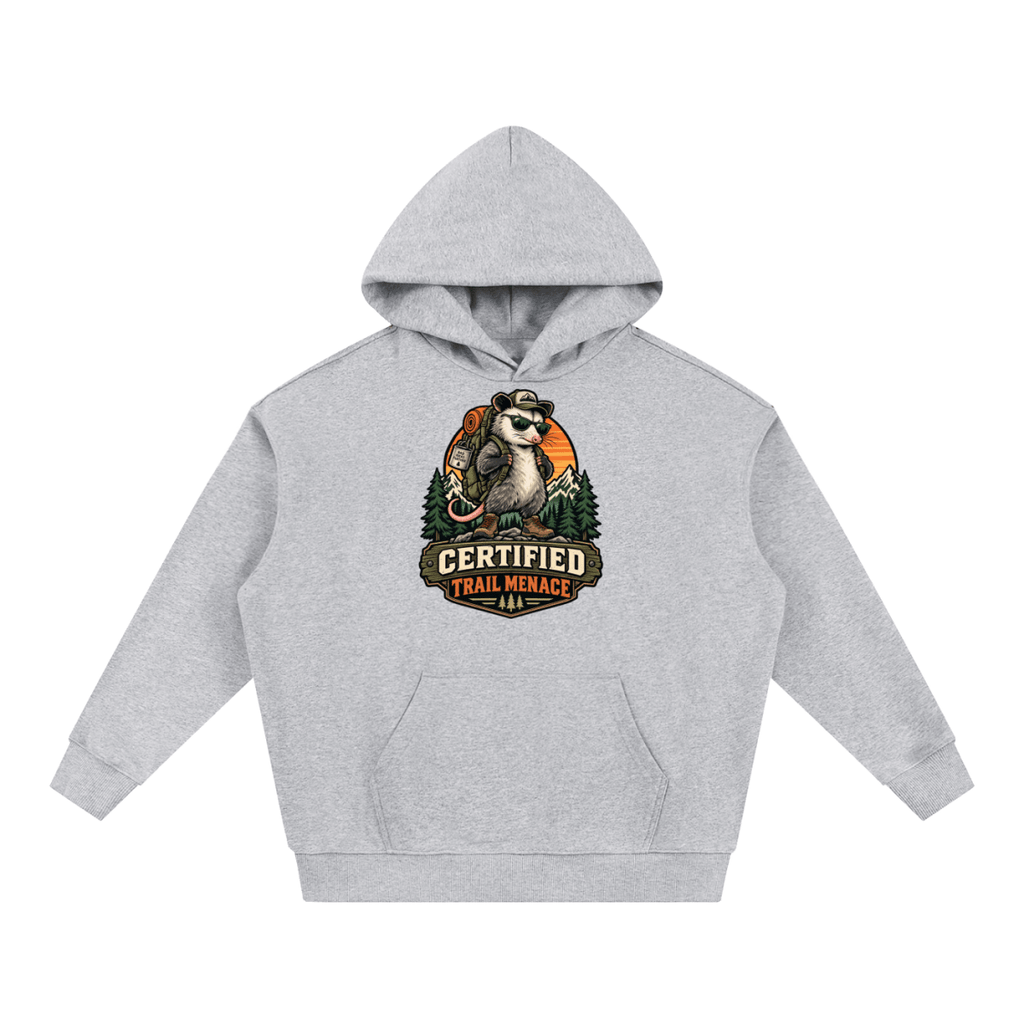 Certified Trail Menace Possum Hiking Essential Heavyweight Hoodie - Shirt Habit