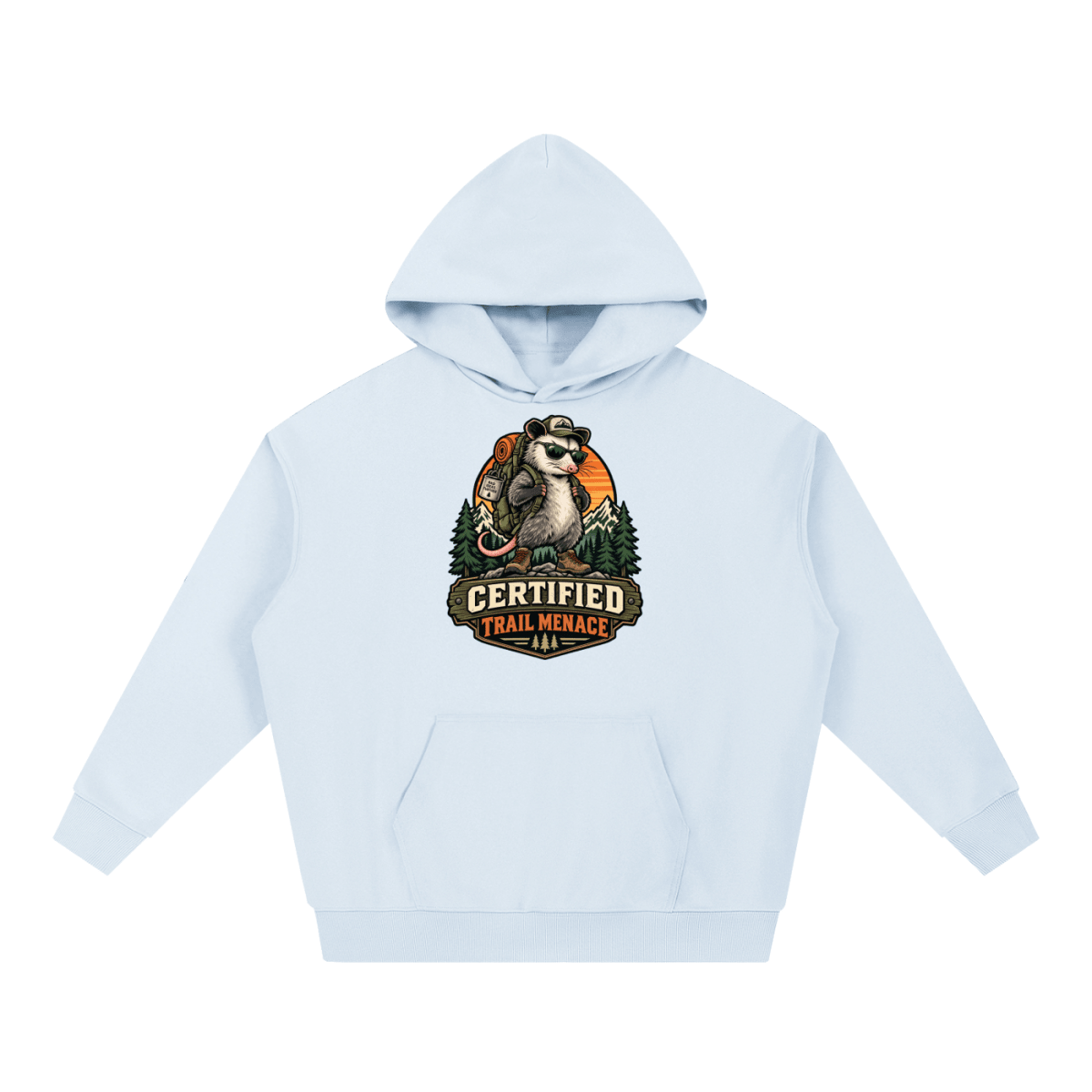 Certified Trail Menace Possum Hiking Essential Heavyweight Hoodie - Shirt Habit