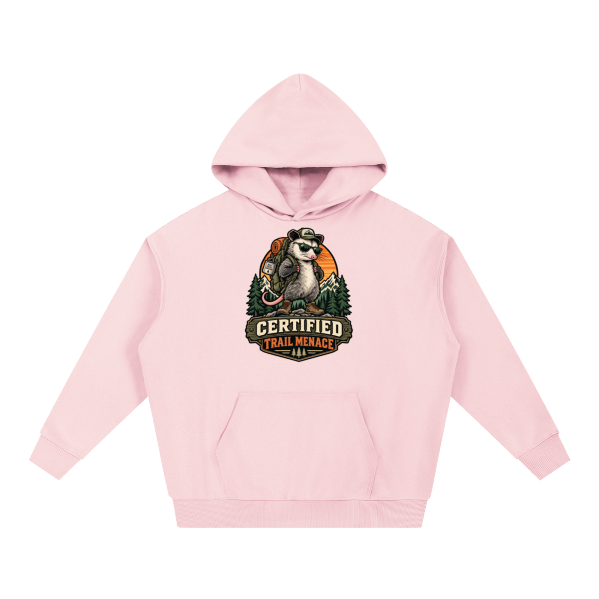 Certified Trail Menace Possum Hiking Essential Heavyweight Hoodie - Shirt Habit