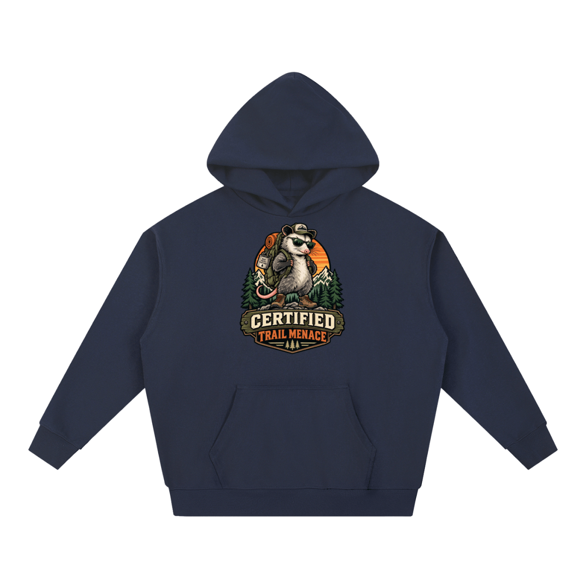 Certified Trail Menace Possum Hiking Essential Heavyweight Hoodie - Shirt Habit
