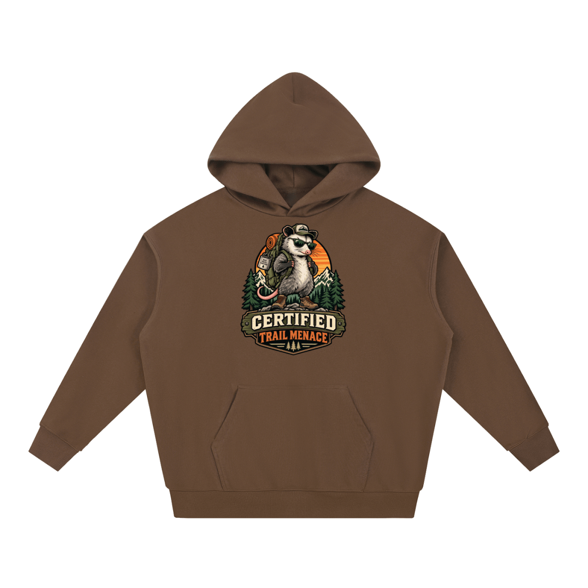 Certified Trail Menace Possum Hiking Essential Heavyweight Hoodie - Shirt Habit