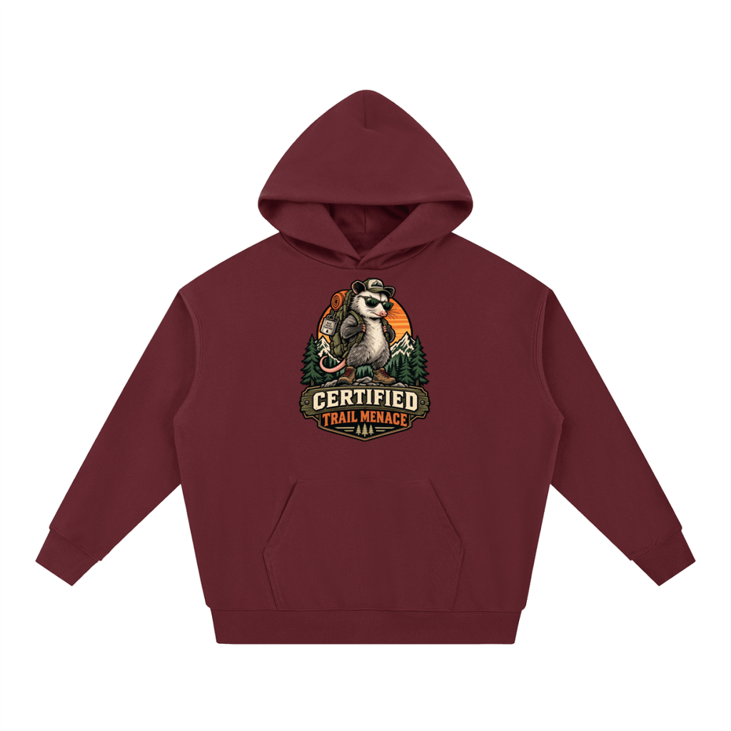 Certified Trail Menace Possum Hiking Essential Heavyweight Hoodie - Shirt Habit