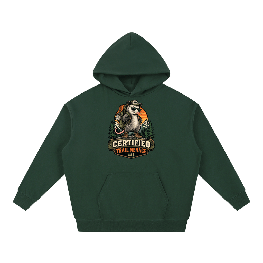 Certified Trail Menace Possum Hiking Essential Heavyweight Hoodie - Shirt Habit
