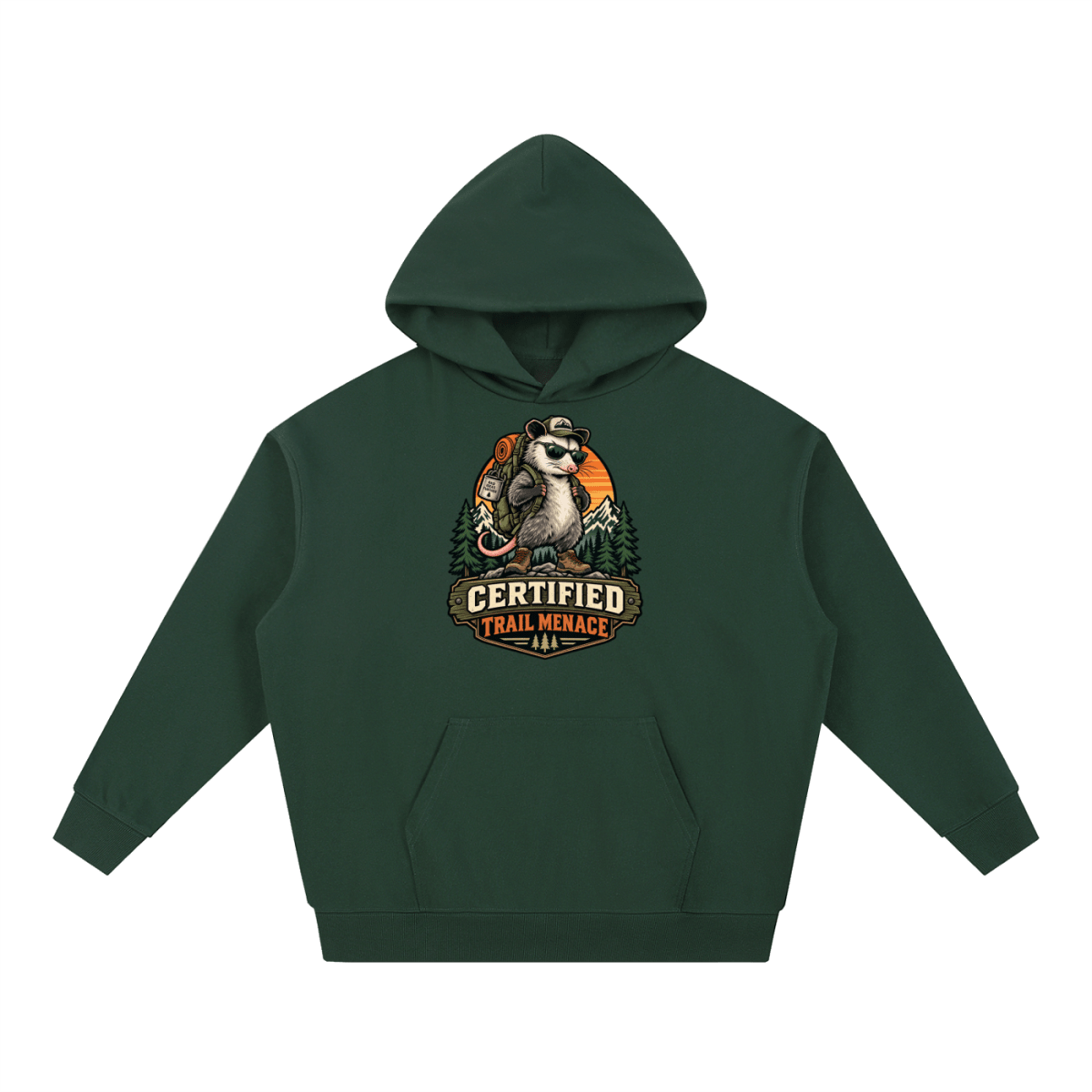 Certified Trail Menace Possum Hiking Essential Heavyweight Hoodie - Shirt Habit