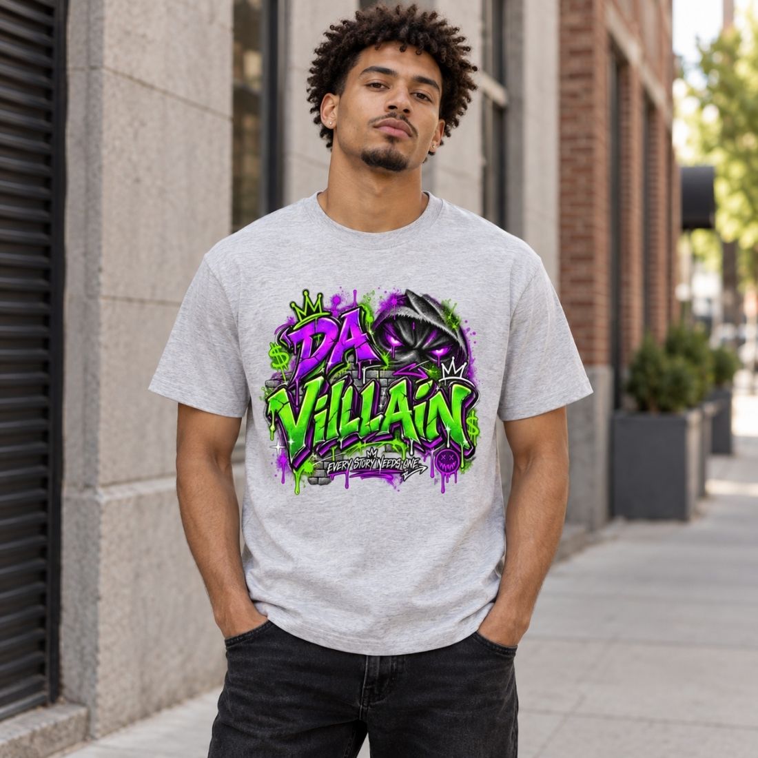Da Villain Graffiti Essential Cotton T-Shirt - Shirt Habit