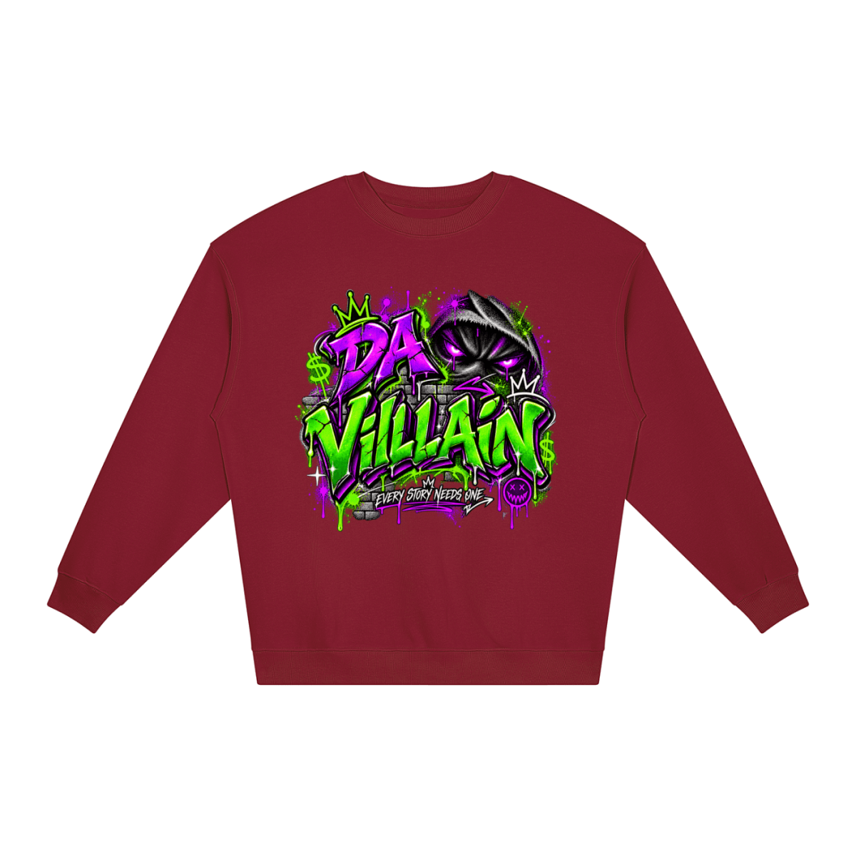 Da Villain Graffiti Loose Crewneck Sweatshirt - Shirt Habit
