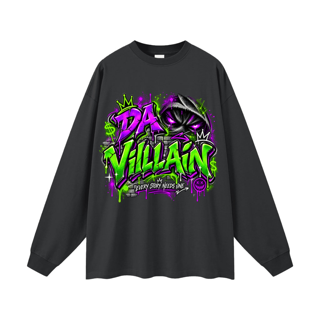Da Villain Graffiti Oversized Long Sleeve T-Shirt - Shirt Habit