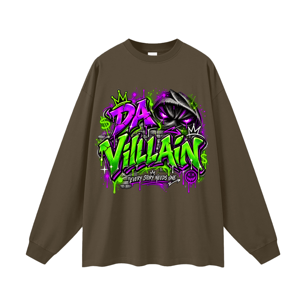 Da Villain Graffiti Oversized Long Sleeve T-Shirt - Shirt Habit