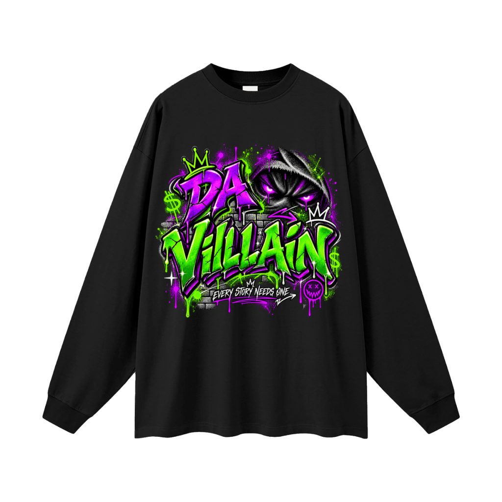 Da Villain Graffiti Oversized Long Sleeve T-Shirt - Shirt Habit