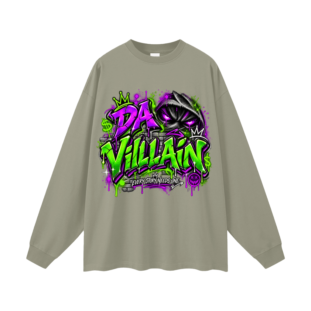 Da Villain Graffiti Oversized Long Sleeve T-Shirt - Shirt Habit