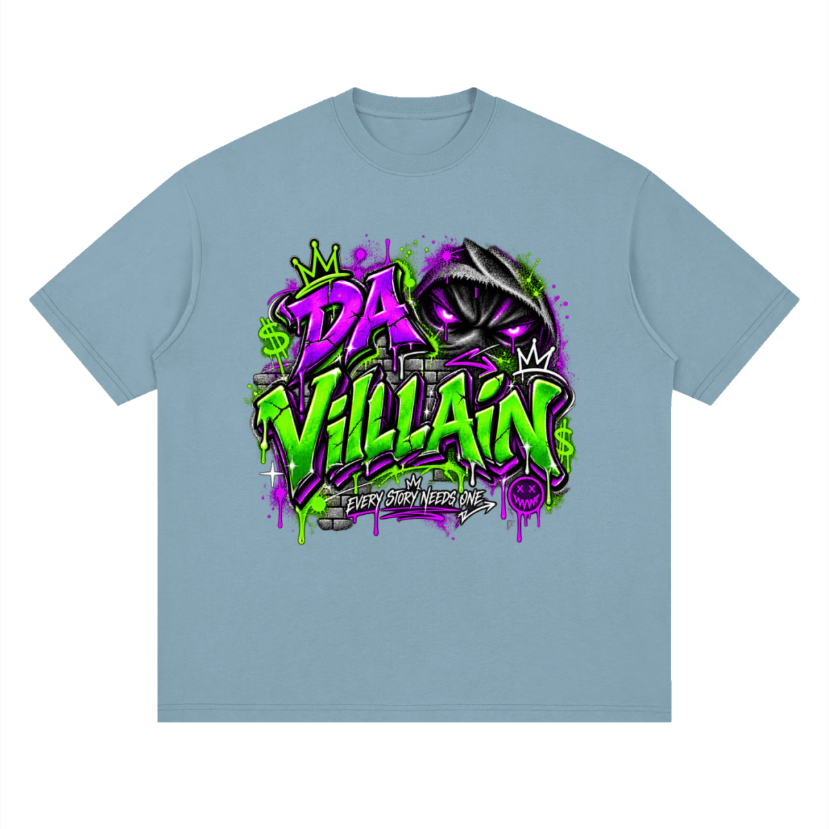 Da Villain Graffiti Streetwear Loose Drop Shoulder T-Shirt - Shirt Habit