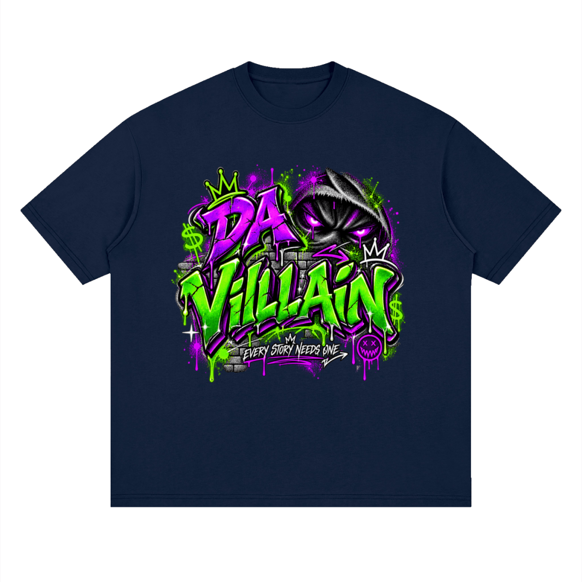 Da Villain Graffiti Streetwear Loose Drop Shoulder T-Shirt - Shirt Habit