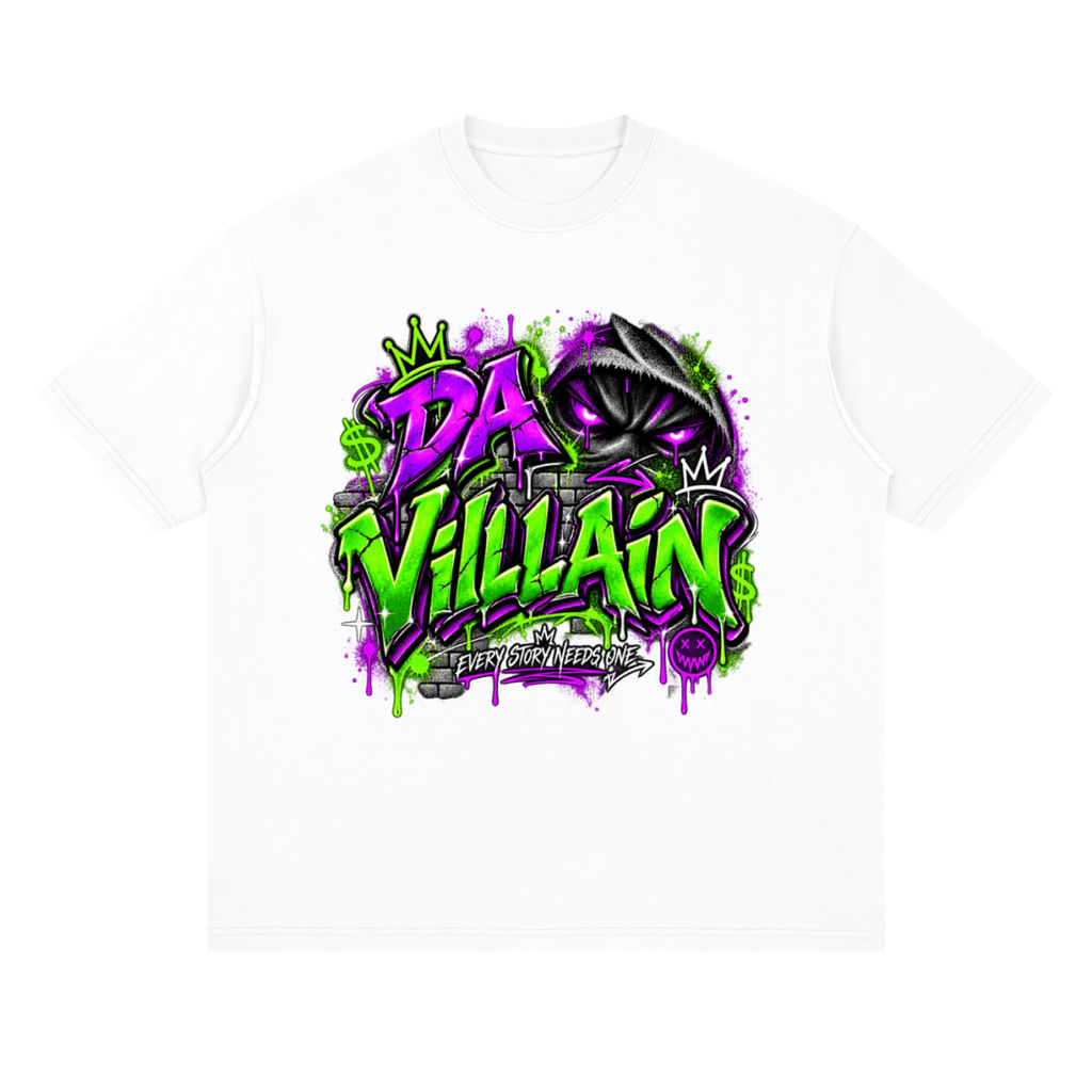 Da Villain Graffiti Streetwear Loose Drop Shoulder T-Shirt - Shirt Habit