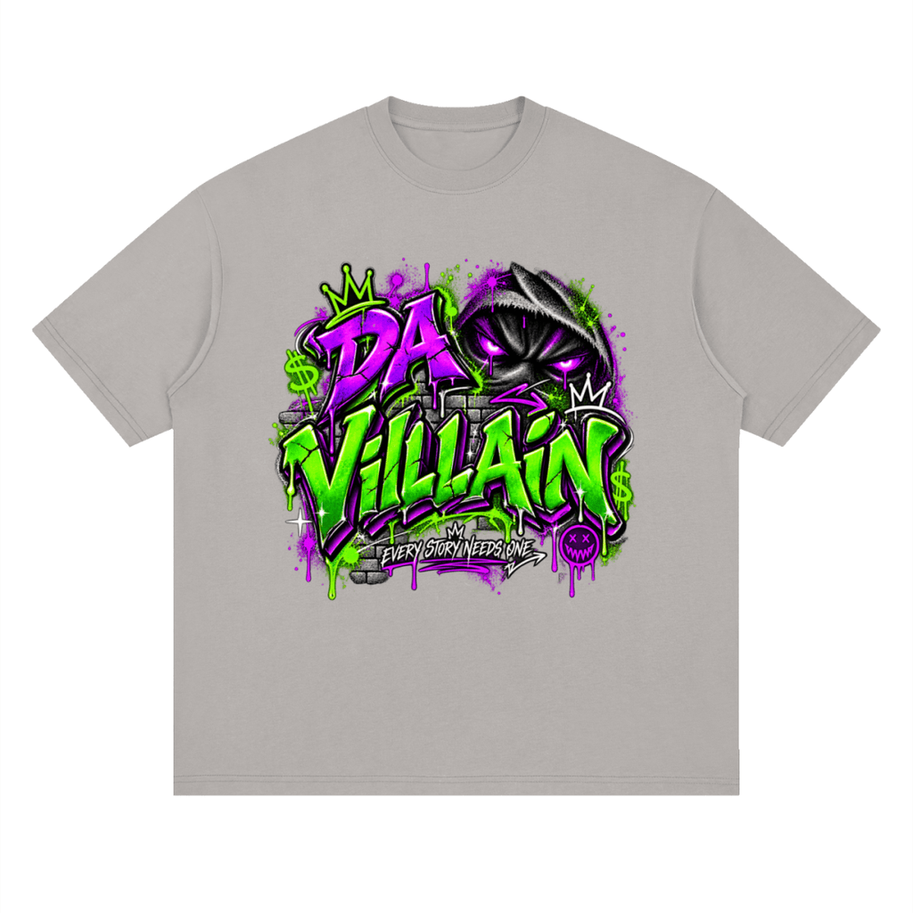 Da Villain Graffiti Streetwear Loose Drop Shoulder T-Shirt - Shirt Habit
