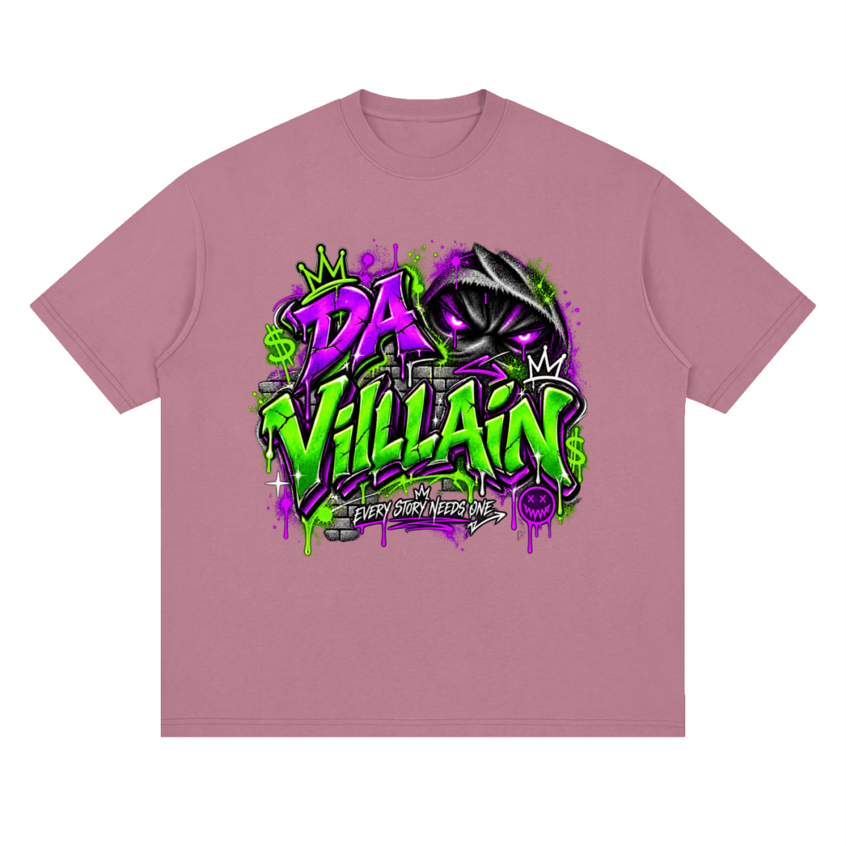 Da Villain Graffiti Streetwear Loose Drop Shoulder T-Shirt - Shirt Habit