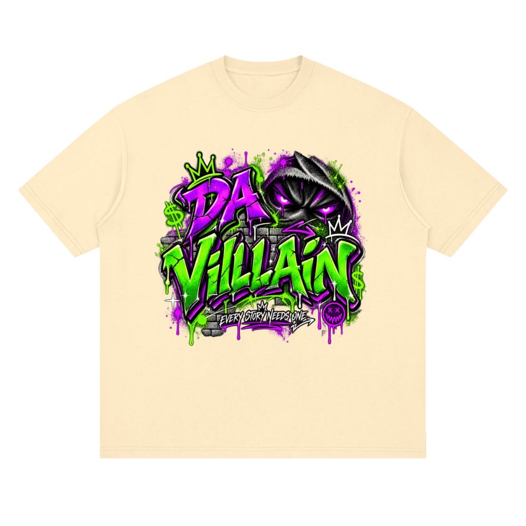 Da Villain Graffiti Streetwear Loose Drop Shoulder T-Shirt - Shirt Habit