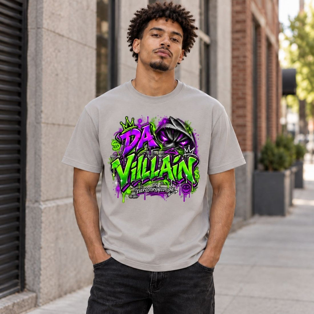 Da Villain Graffiti Streetwear Loose Drop Shoulder T-Shirt - Shirt Habit