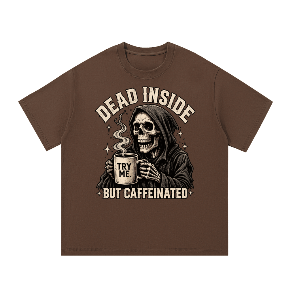 Dead Inside, But Caffeinated Essential Cotton T-Shirt - Shirt Habit