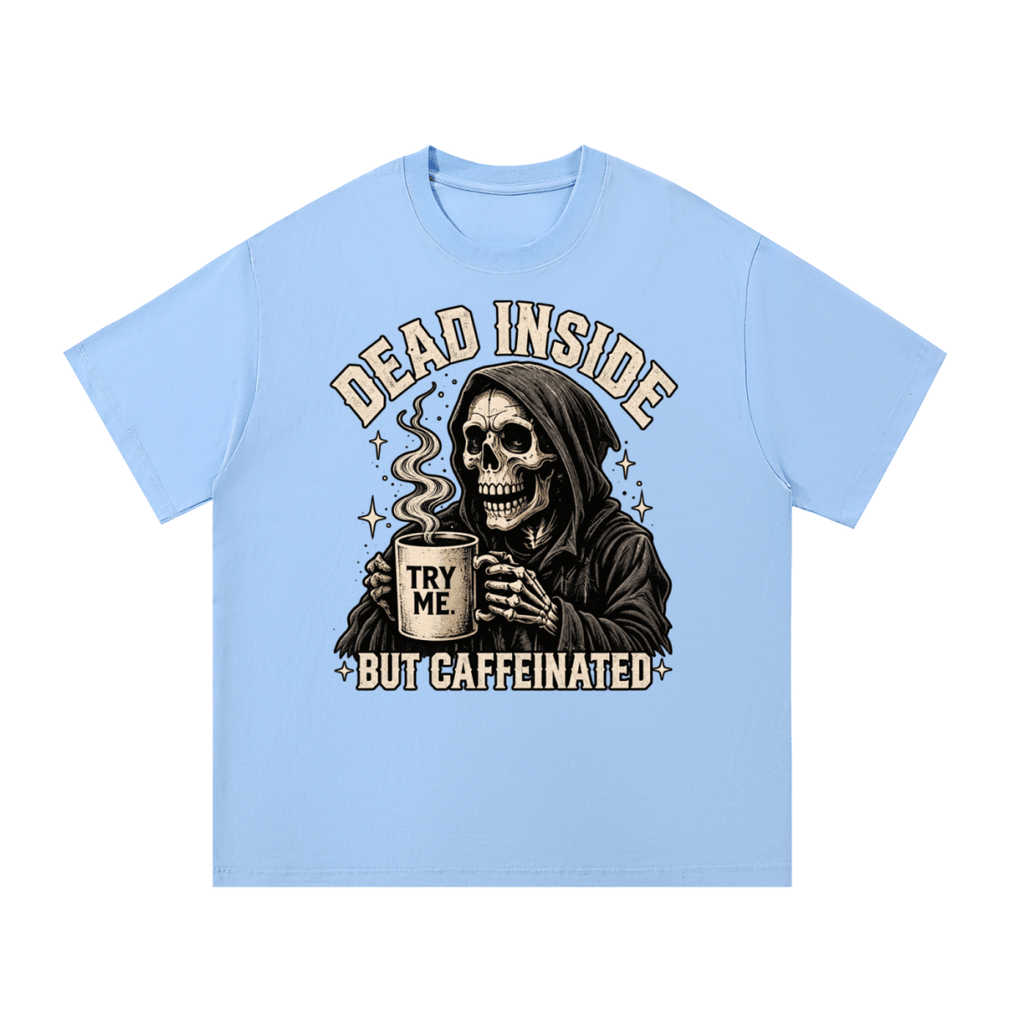 Dead Inside, But Caffeinated Essential Cotton T-Shirt - Shirt Habit