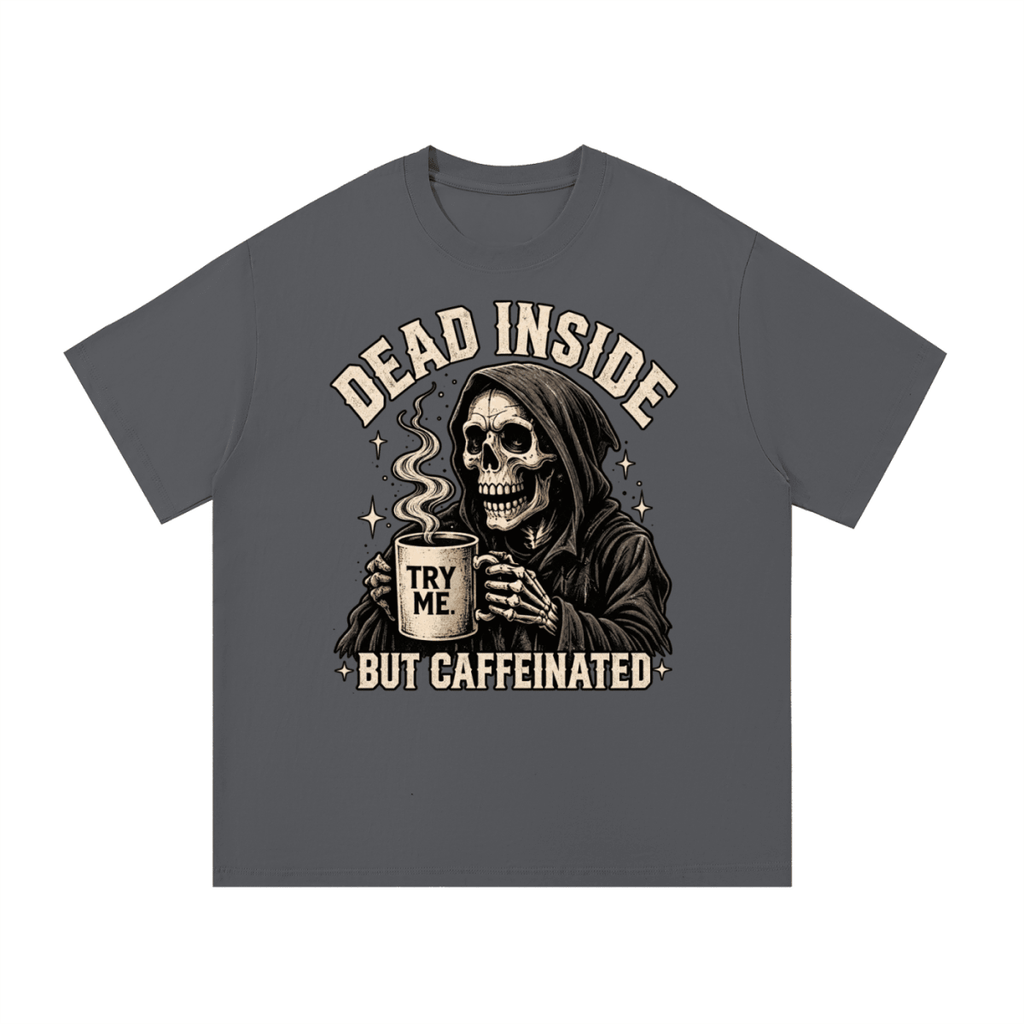 Dead Inside, But Caffeinated Essential Cotton T-Shirt - Shirt Habit