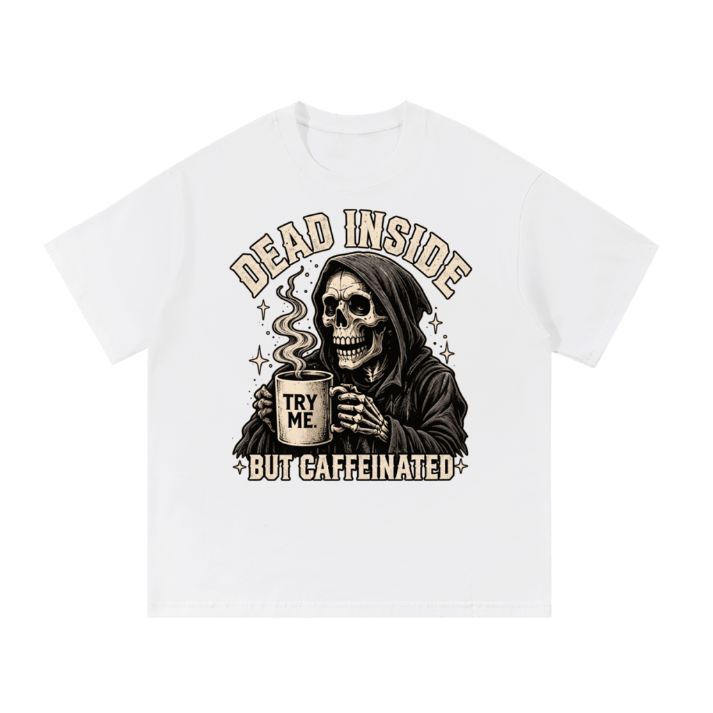 Dead Inside, But Caffeinated Essential Cotton T-Shirt - Shirt Habit