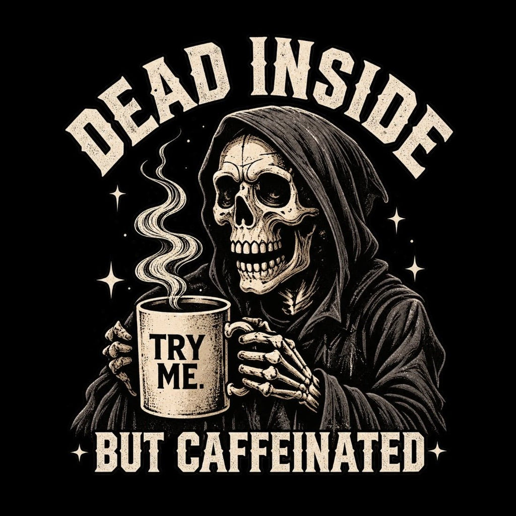 Dead Inside, But Caffeinated Essential Cotton T-Shirt - Shirt Habit