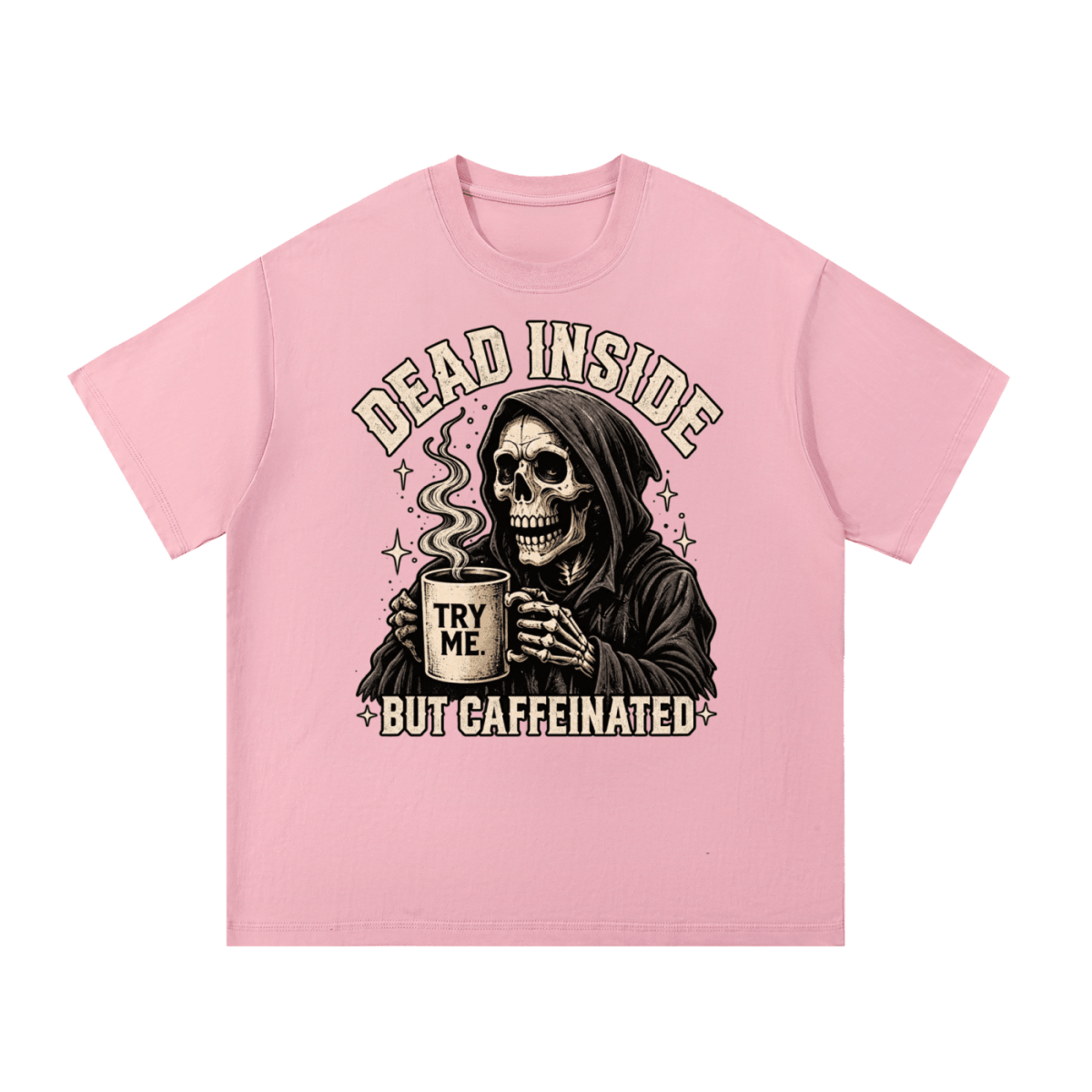 Dead Inside, But Caffeinated Essential Cotton T-Shirt - Shirt Habit