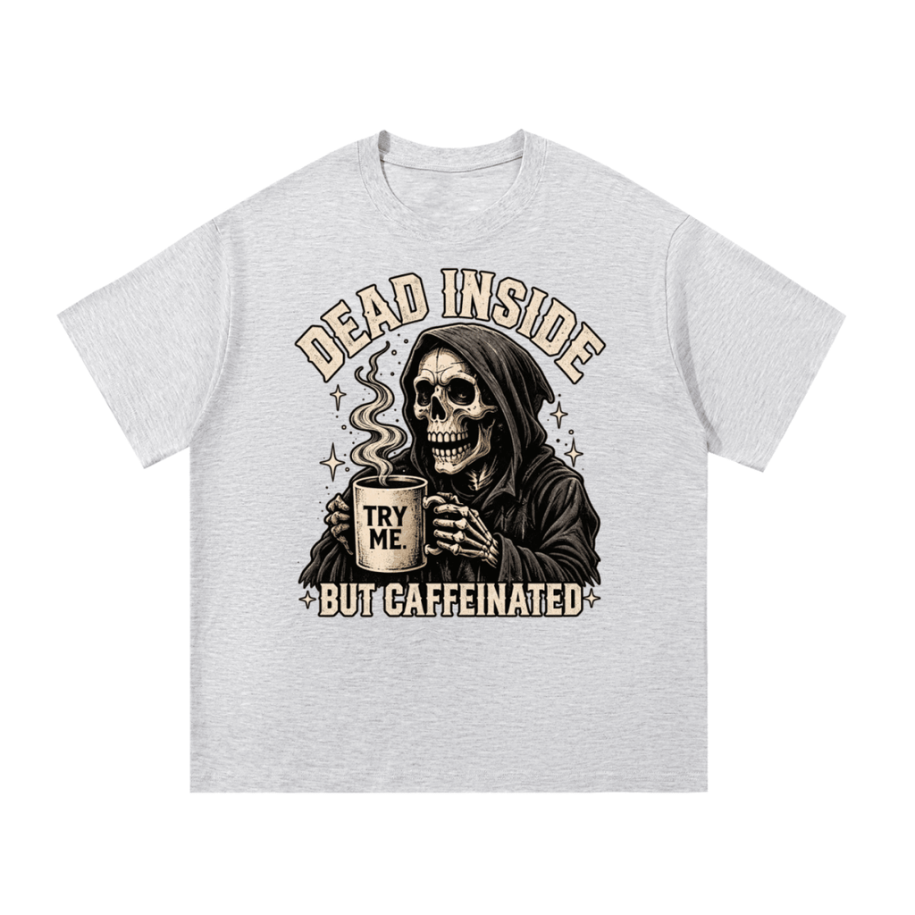 Dead Inside, But Caffeinated Essential Cotton T-Shirt - Shirt Habit