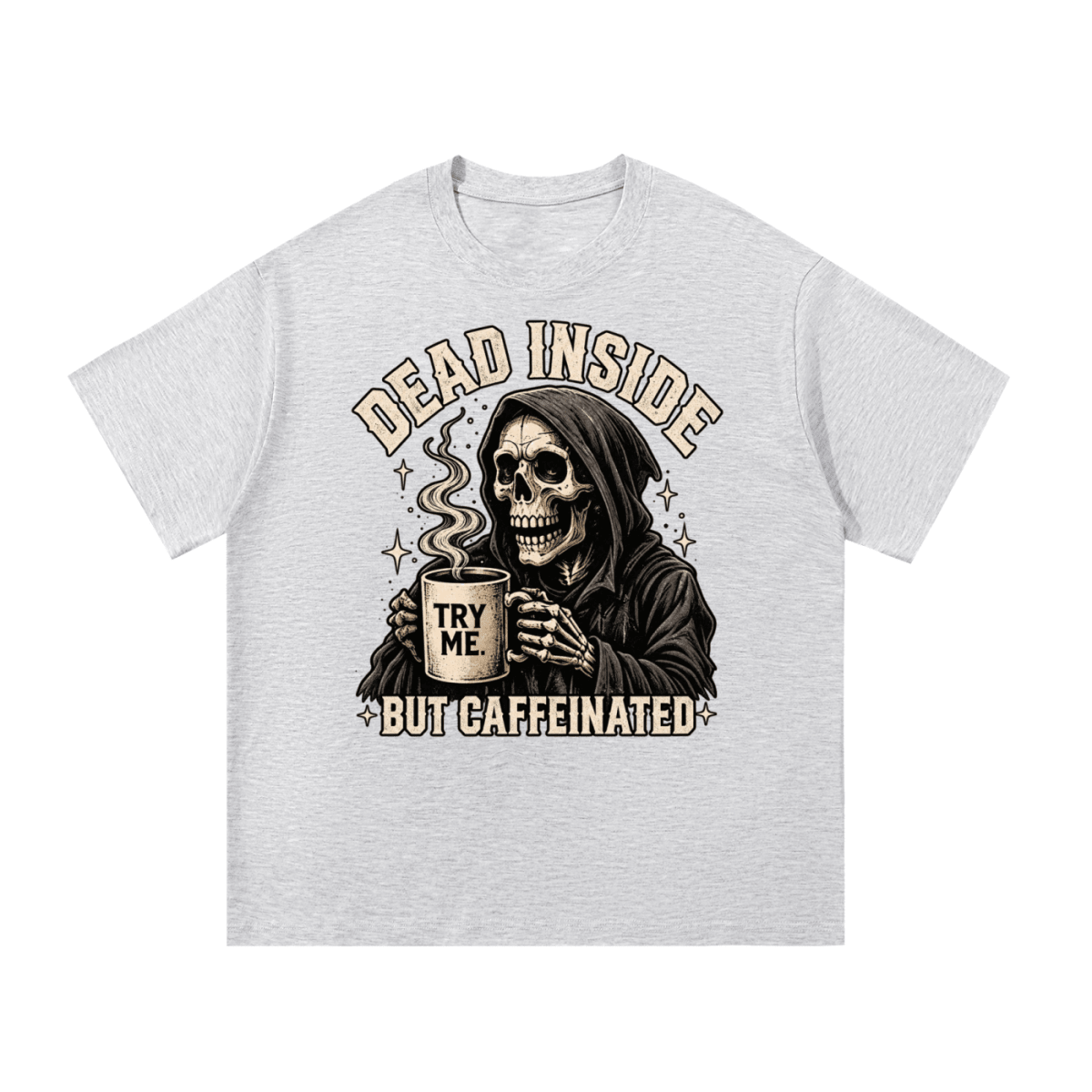 Dead Inside, But Caffeinated Essential Cotton T-Shirt - Shirt Habit