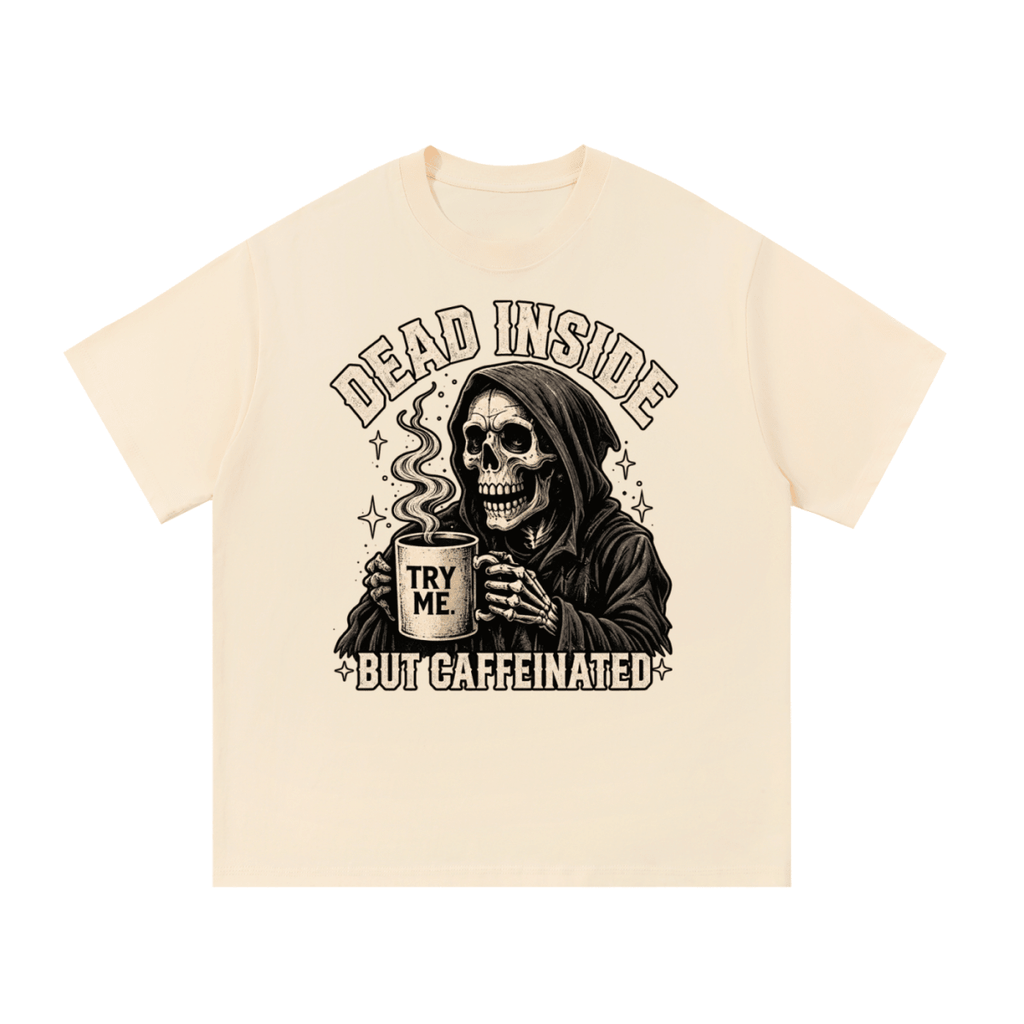 Dead Inside, But Caffeinated Essential Cotton T-Shirt - Shirt Habit