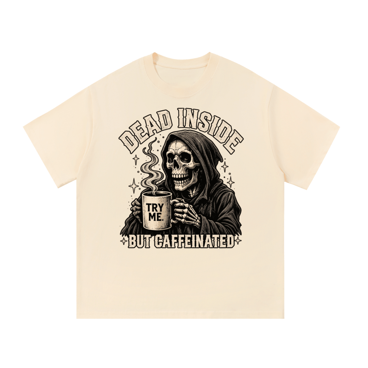 Dead Inside, But Caffeinated Essential Cotton T-Shirt - Shirt Habit